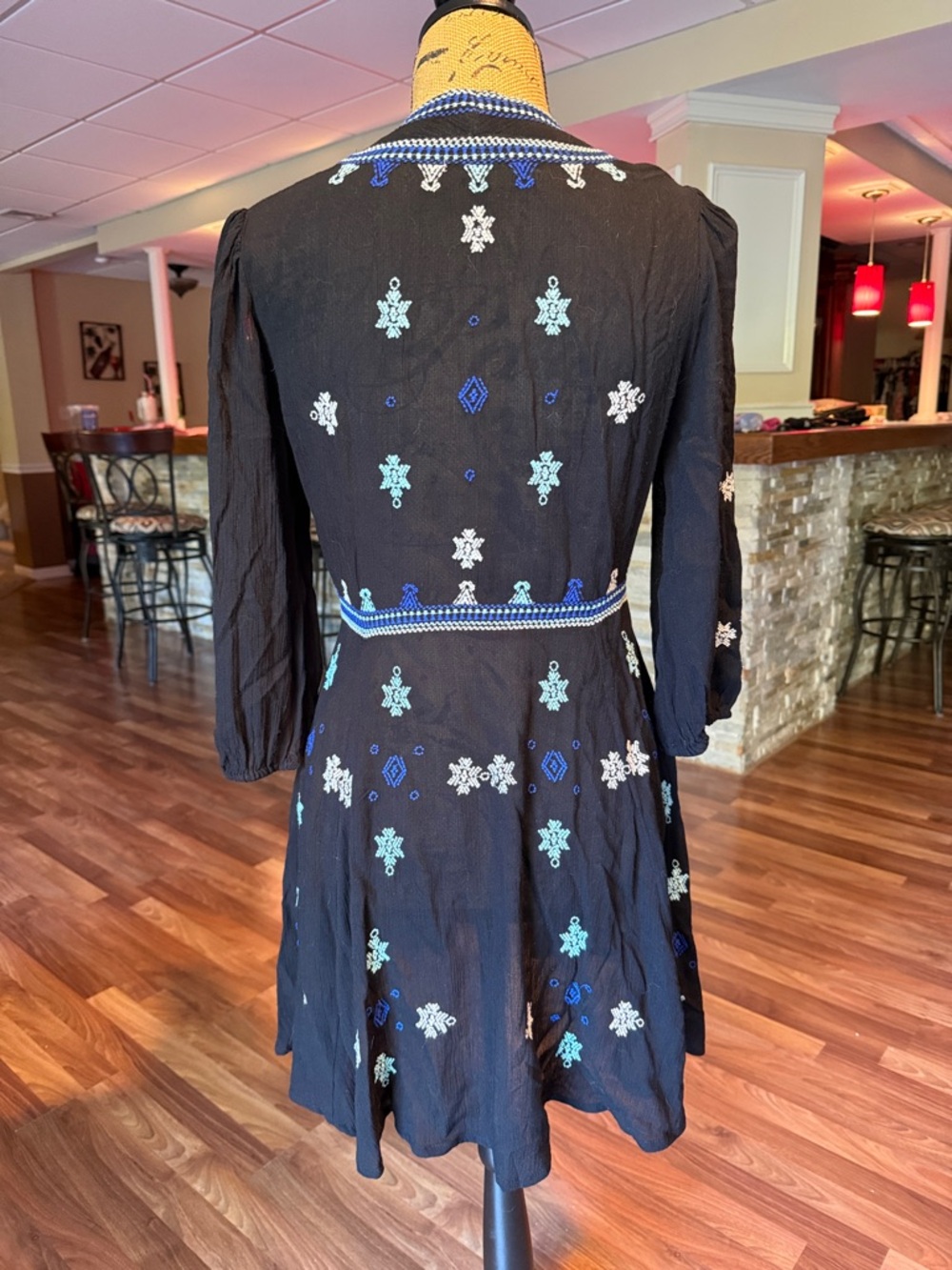 Free People size XS black designed slightly sheer dress or worn as a tunic - Picture 4 of 7